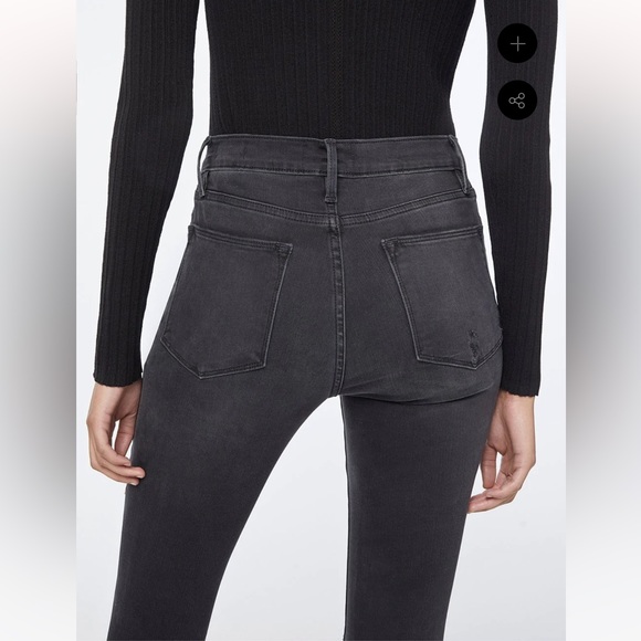 Frame Le High Skinny Crop Distressed Washed Black Sz 26 - Picture 5 of 11